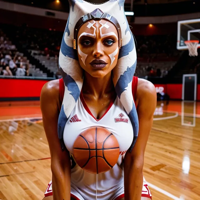 ahsoka tano basketball player, hot sexy, basketball jersey