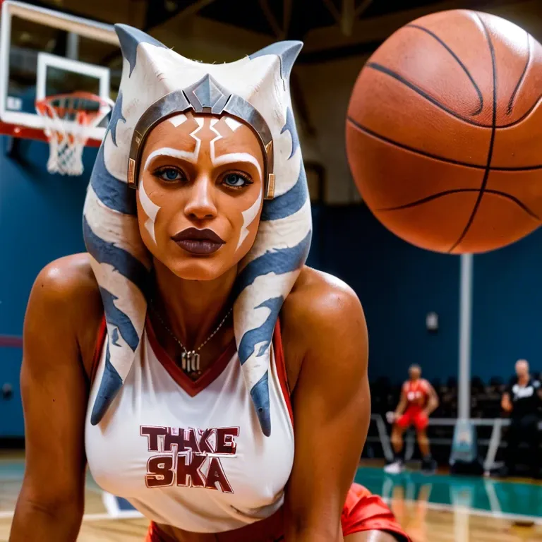 ahsoka tano basketball player, hot sexy, basketball jersey