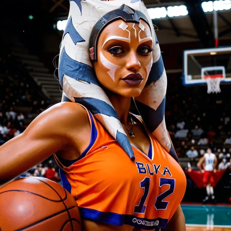 ahsoka tano basketball player, hot sexy, basketball jersey