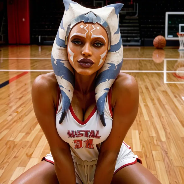 ahsoka tano basketball player, hot sexy, basketball jersey, hot sexy slutty girl