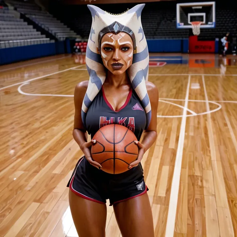 ahsoka tano basketball player, hot sexy, basketball jersey