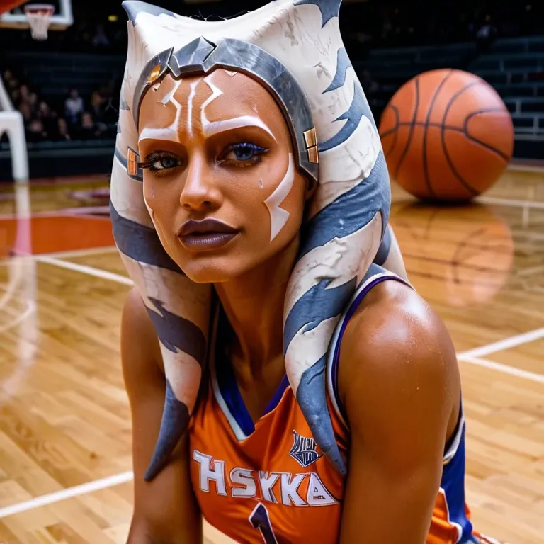 ahsoka tano basketball player, hot sexy, basketball jersey