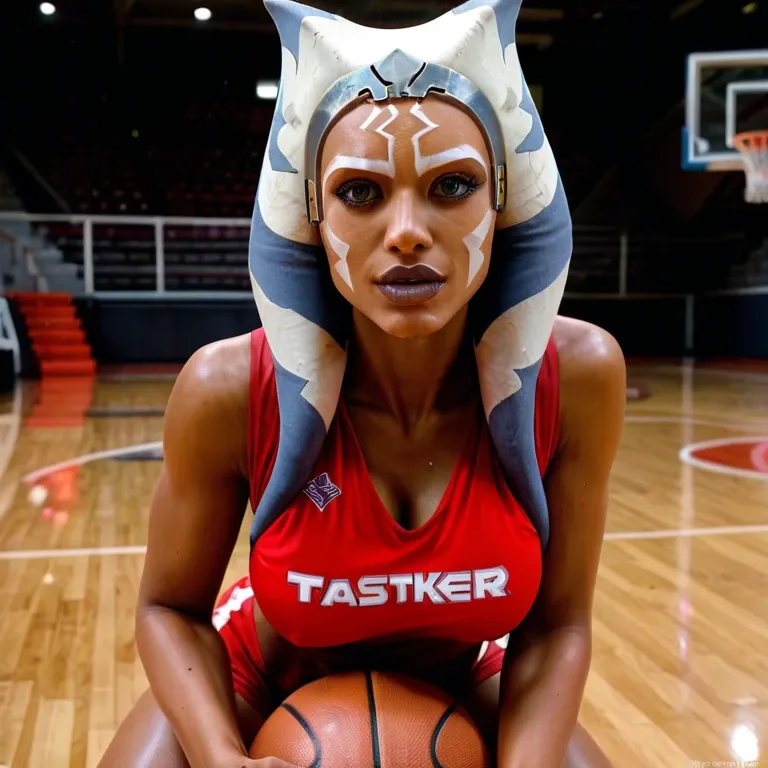 ahsoka tano basketball player, hot sexy, basketball jersey