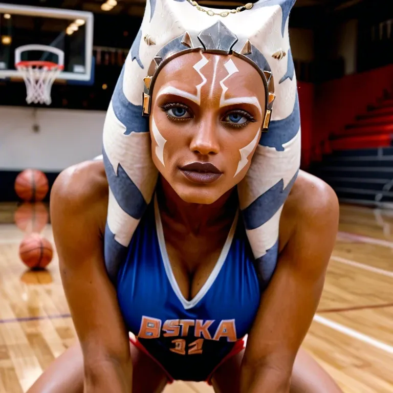 ahsoka tano basketball player, hot sexy, basketball jersey