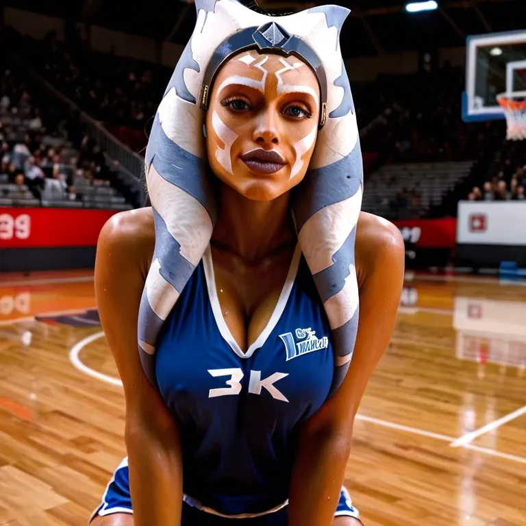 ahsoka tano basketball player, hot sexy, basketball jersey