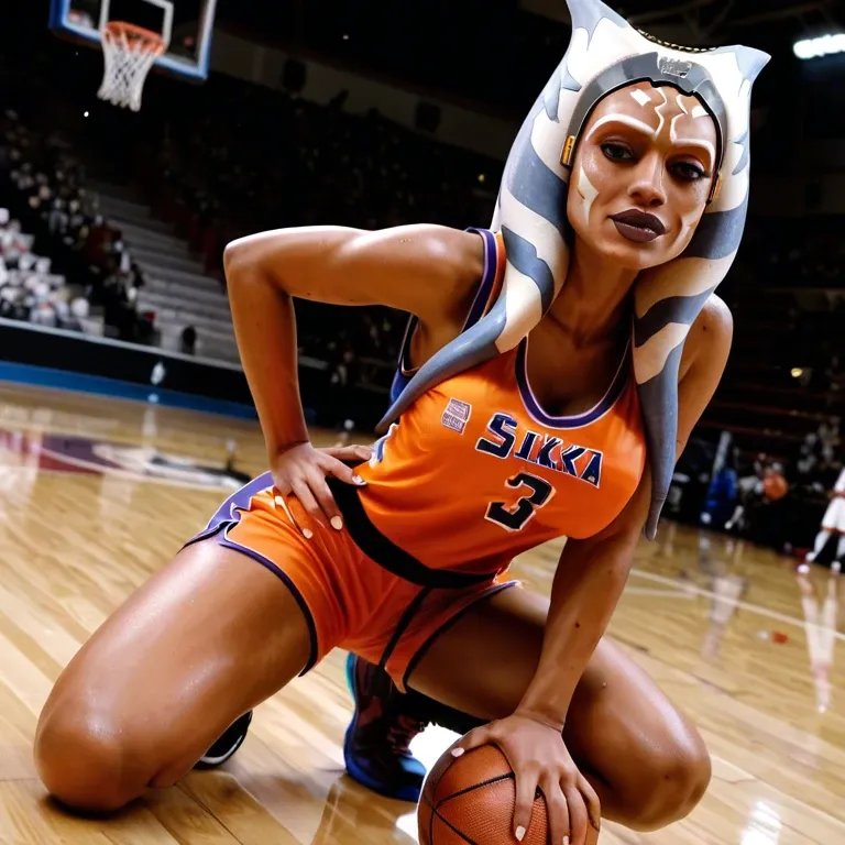 ahsoka tano basketball player, hot sexy, basketball jersey