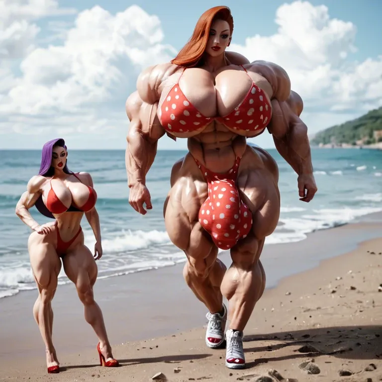 Jessica Rabbit, hyper massive muscles female, hyper massive muscles buffet, hyper gigantic massive muscles mass, hyper giant muscles, pectorales female, penis print in boxeur, futa bigger long cock bulge, beach