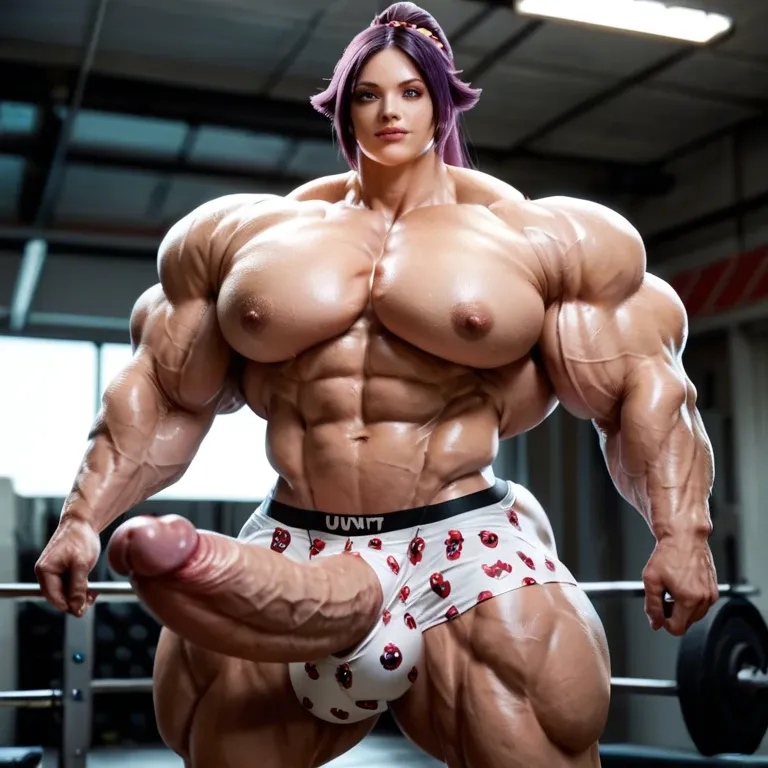 Yoruichi Shihouin, hyper massive muscles female, hyper massive muscles buffet, hyper gigantic massive muscles mass, hyper giant muscles, hyper muscle tank, nude pectorales, penis print in boxer, futa bigger long cock bulge, beach