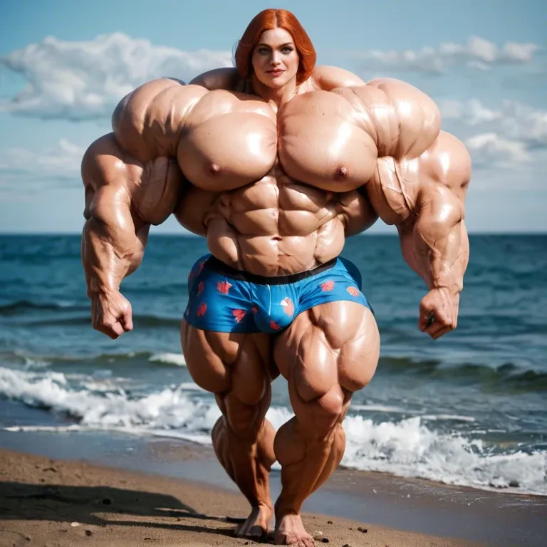 Lois Griffin, hyper massive muscles female, hyper massive muscles buffet, hyper gigantic massive muscles mass, hyper giant muscles, hyper muscle tank, nude pectorales, pussy print in boxer, bulge, beach