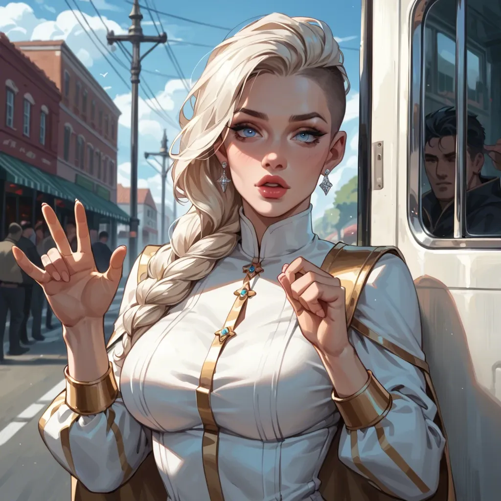 a digital art of cute ((mega breasted)) Elsa,wearing (open priest clothes with ((deep neckline))), (in the bus),((flashing big breasts)),five fingers per hand, undercut hair,beautiful face, beautiful lips,blue eyes,curved eyebrows,curved eyelid,smooth skin,wearing necklace,(sitting (spread legs) and showing her ((puffy hairy pussy for camera))),(front view),(detailed exposed huge boobs),(detailed (spread puffy hairy pussy)),sharp focus, cgsociety, professional, surreal, highly detailed,