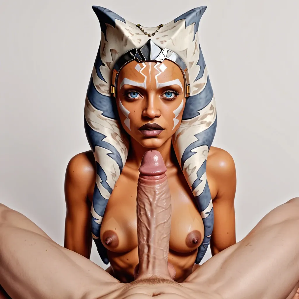 Young Ahsoka with big tits riding a 11inch white cock pov