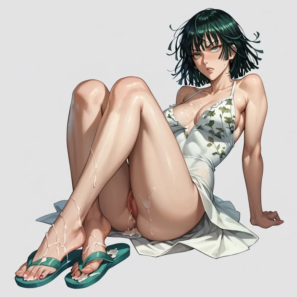 Flip flops, cum on feet, fubuki One punch man, summer dress