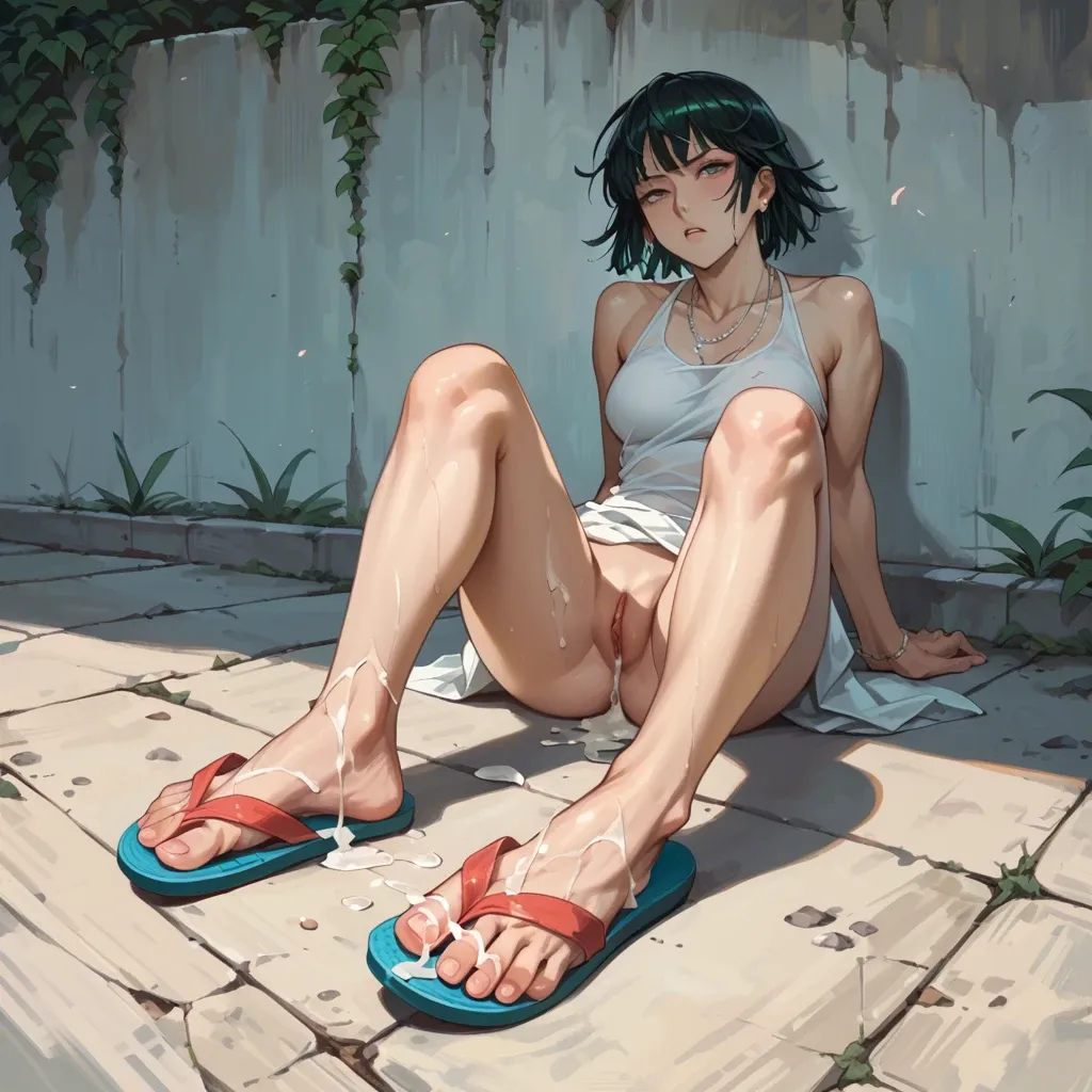 Flip flops, cum on feet, fubuki One punch man