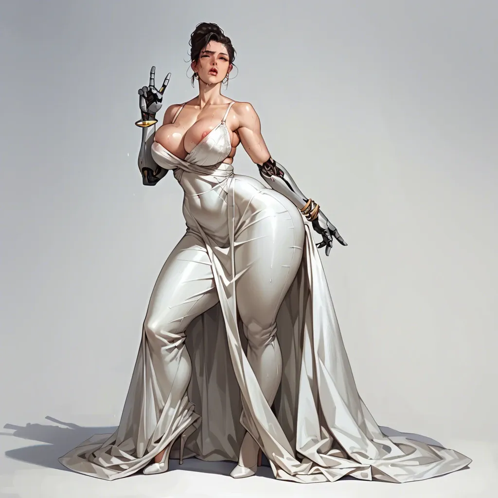 1girl,solo, , , , molesting,v hand sign,puffy areolas,hip bones,kissing neck, wet lips,mechanical arm,areolae slip,gigantic hips,wide shoulders, silk gown,baggy socks,bracelets,bra,knee boots, unzipped pants,leg warmers,white gloves,tight swimsuit,armored boots, no pants,heart necklace,cape,wet bra,white sneakers, school, daphne blake, hands on table, very detailed, brightly, link, rapunzel waifu