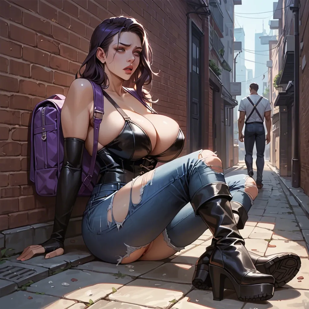 1girl,1boy, , , , molest,perfect feet,huge breast,purple backpack,knee-high, torn jeans,fishnets,suspenders,black bodysuit,thigh boots, ripped pants,knee socks,elbow gloves,corset,platform heels, gamer bedroom, brazil jungle, spider-gwen, hinata hyuuga