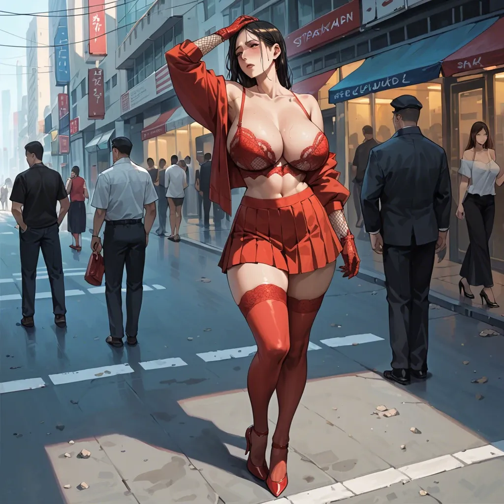 1girl,1boy, , , , black teeth,arm support,perky breasts,very slim waist,shoulder, cock in mouth cyberpunk