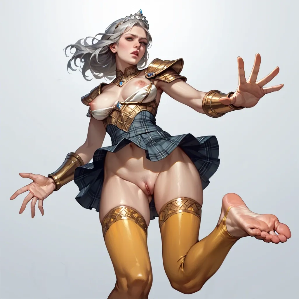 1girl,solo, , , , reaching,detailed hands,big perky boobs,belly,shoulder pads, areolae slip,beautiful feet,sucking nipple,back pov,bare shoulders, plaid skirt,gold stockings,silver tiara,highleg leotard,no shoes, purple dress,egyptian palace,elbow gloves,leotard aside,shoes, upskirt,laced,black gloves,leotard,high heels, city, medieval theme, princess peach, spider-gwen, waifu