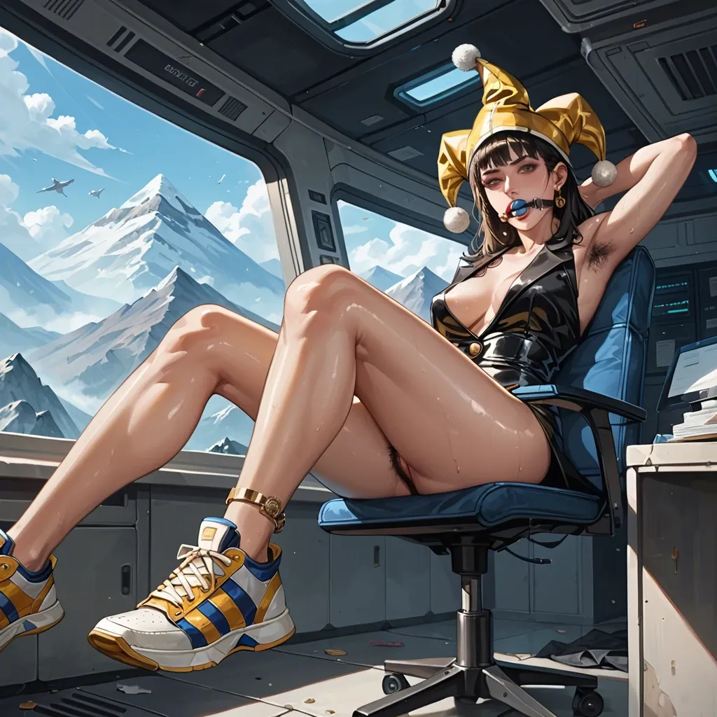 2girl, , , , molest,hairy armpits,firm breasts,low waisted,shiny skin, office dress,gold anklets,jester cap,black panties,sneakers, royal bedroom, mountains, spaceship, gagged, western cartoon, studio lighting, princess zelda, elsa, sailor moon