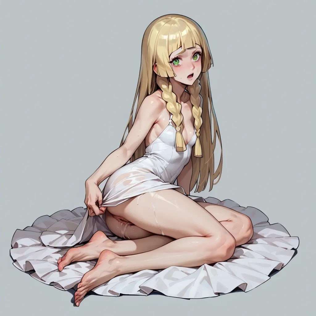 lillie, pokemon, white dress, full body