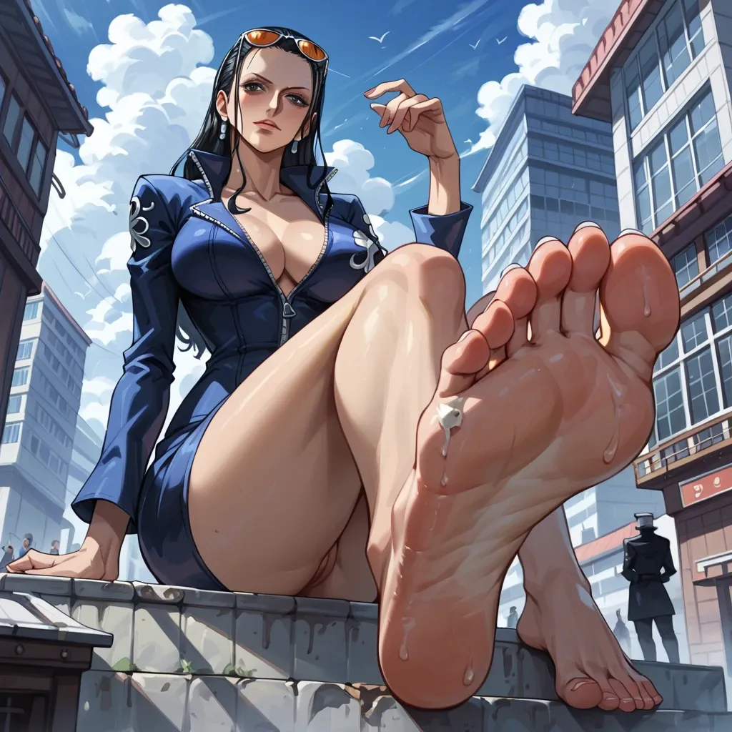 soles, toes, giantess,foot, gts, , Expressiveh,nico robin(one piece), under_foot