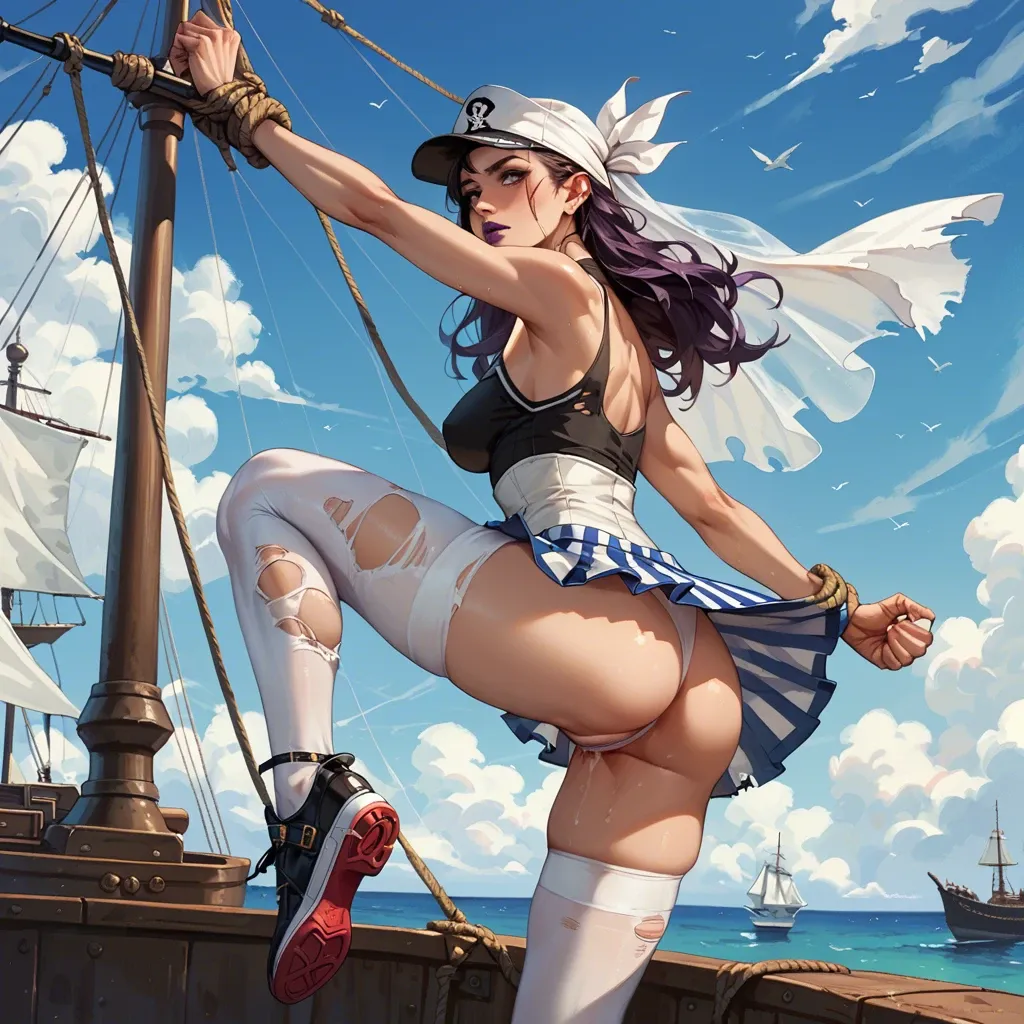 1girl,solo, , , , purple lips,bound hands,perky big tits,pirate ship,elbows, torn jeans,sexy stockings,sports cap,leotard,ballet shoes, striped skirt,white pantyhose,white veil,thong,high heels, living room, alleyway, medieval prison, zelda sd, anna