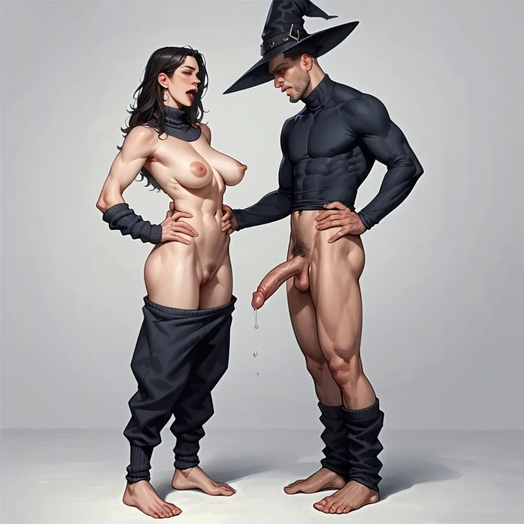 1girl,1boy, , , , strong jawline,warmers,perky breasts,saggy breasts,wide shoulders, bewitching,hands on waist,big tits,turn back,turtleneck, tongue,perfect feet,firm breasts,backward,throat grab, bunny costume,black leggings,blue bowtie,bikini top lift,knee boots, restaurant, waterfall, medieval tavern, camera, cyborg, painted, bright sunlight, dynamic pov