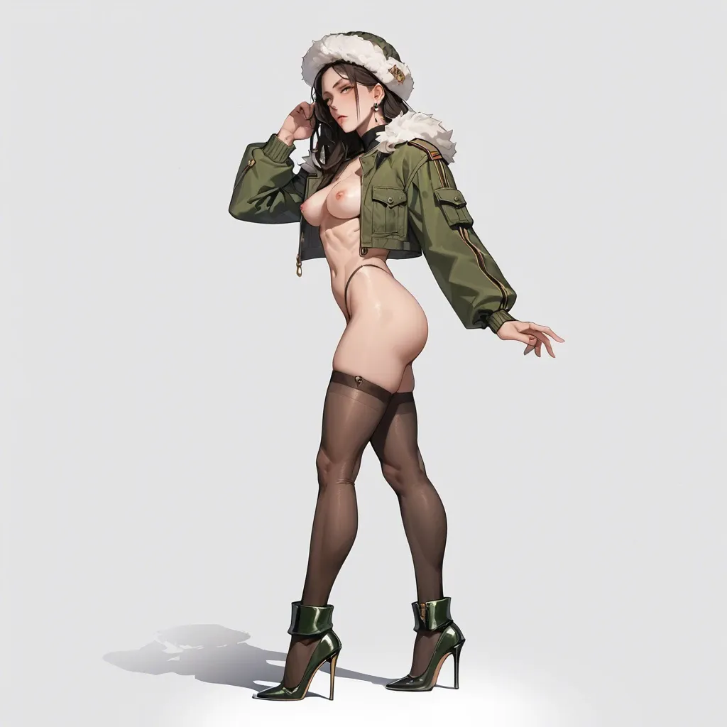 1girl,solo, , , , catching,stiletto heels,firm breasts,sideboob,thin ankles, miniskirt,stockings,fur hat,green bodysuit,brown boots, cropped jacket,stockings,jewelry,thongs,stiletto heels, living room, parking, medieval prison, dildo in pussy, realistic style, dark roots, girl lara croft, rapunzel, hinata hyuuga