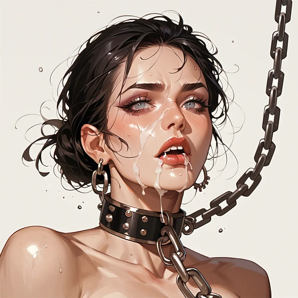 Bondage, cum, chains, beautiful face