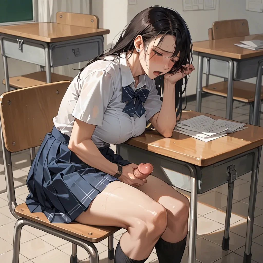 Schoolgirl masturbating futanari