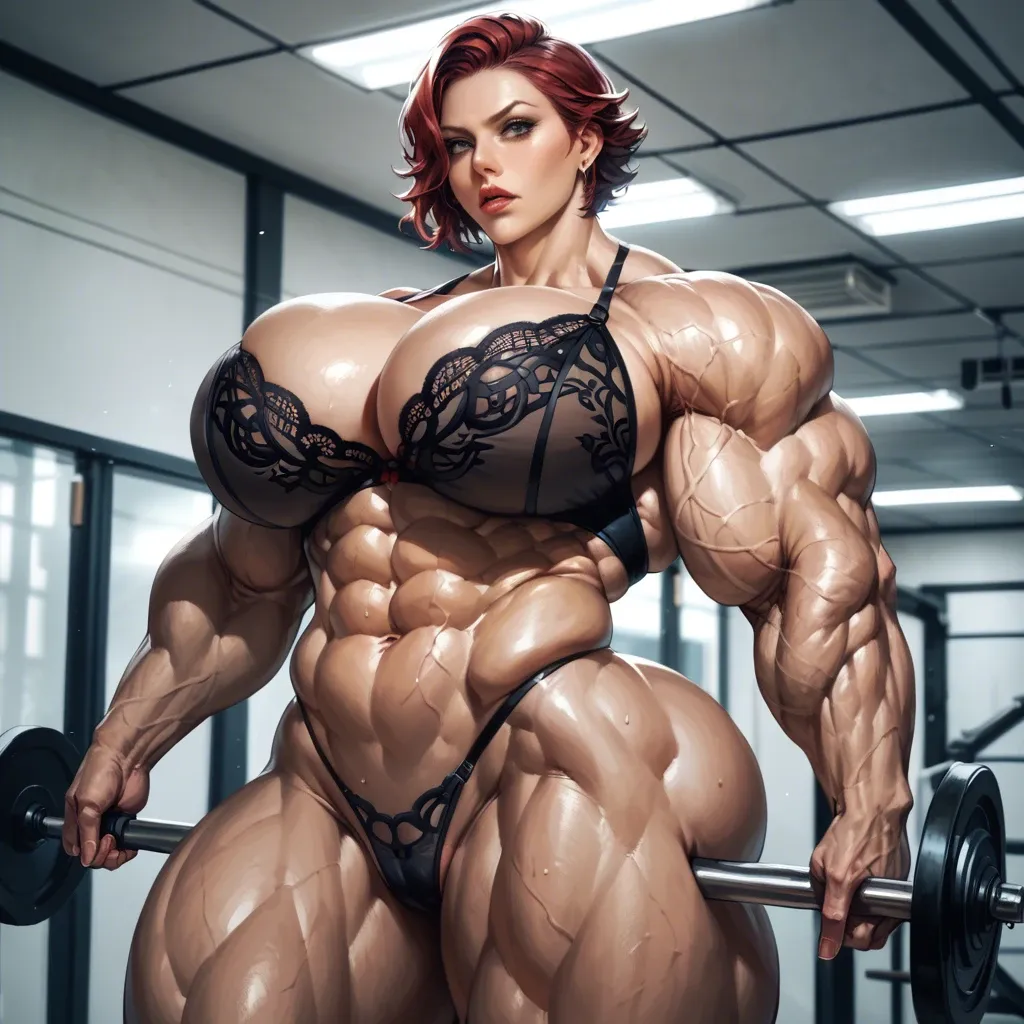 black widow tomboy , muscular woman, bodybuilder female, hyper muscular body, gigantic body , massive gigantic muscle trapèze, massive gigantic muscle épaule, massive gigantic muscle biceps, nude big boobs, gigantic abdos, lingerie , futa big cock