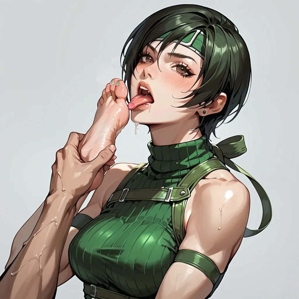 Yuffie, licking her feet