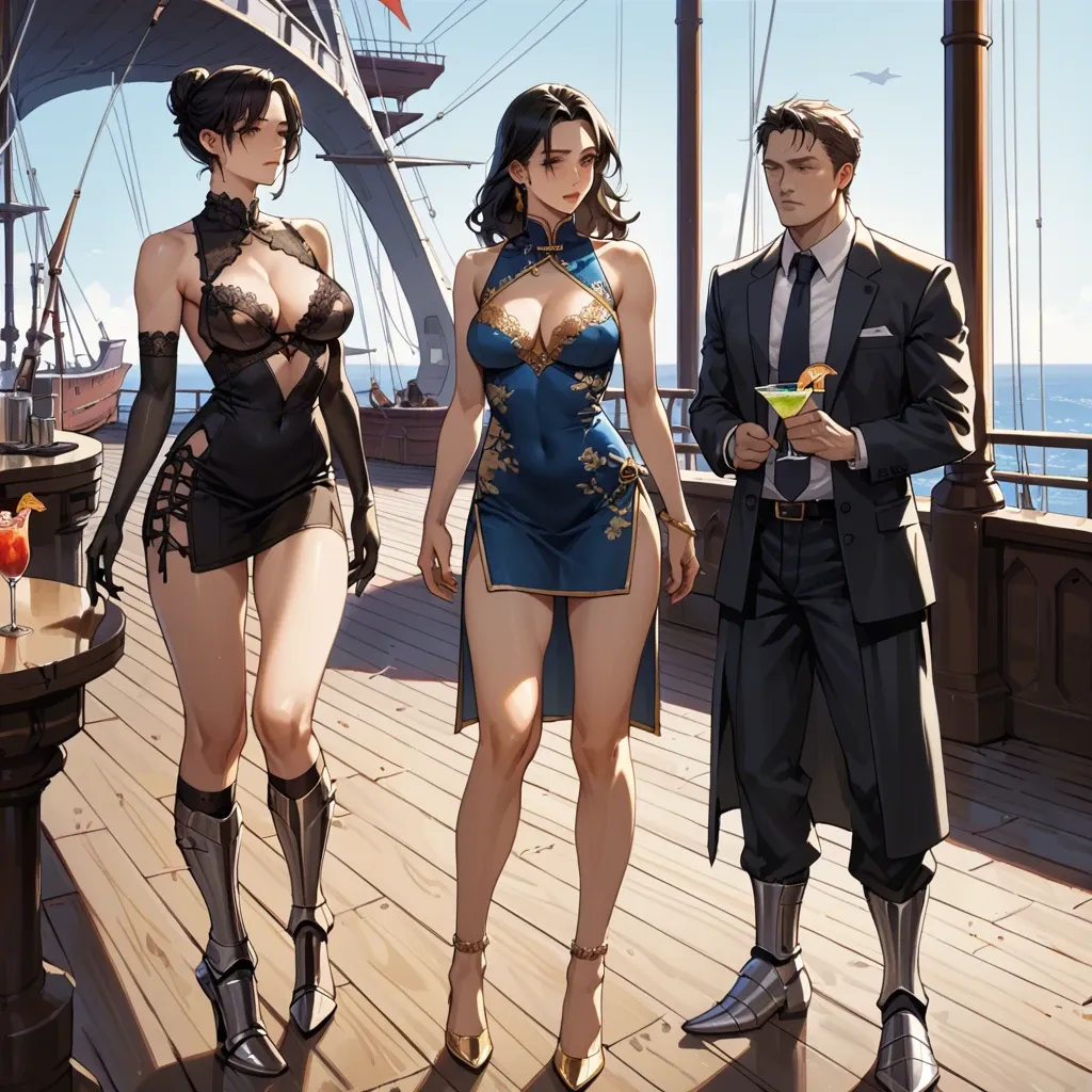 2girl, , , , group watching,handles,round boobs,ship,standing male, cocktail dress,gold anklets,elbow gloves,black lace bra,heels, dressed,knee socks,jewelry,lace bra,armored boots, china dress,baggy socks,black gloves,pull wet bra,high heels, inside bedroom, lying on beach, cyberpunk, candid camera, cyborg, mario and luigi, spider-gwen, heart dynamics, trans