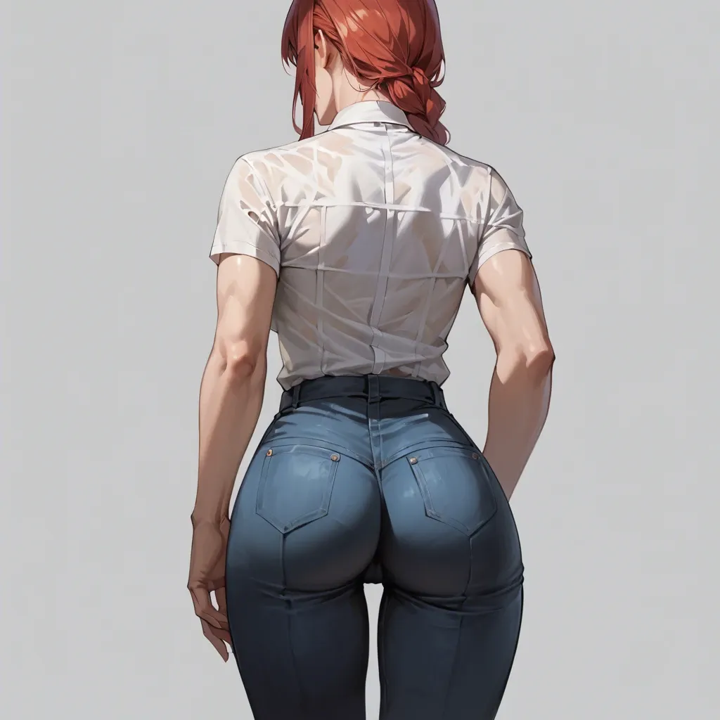 Makima, ass, pants, shirt