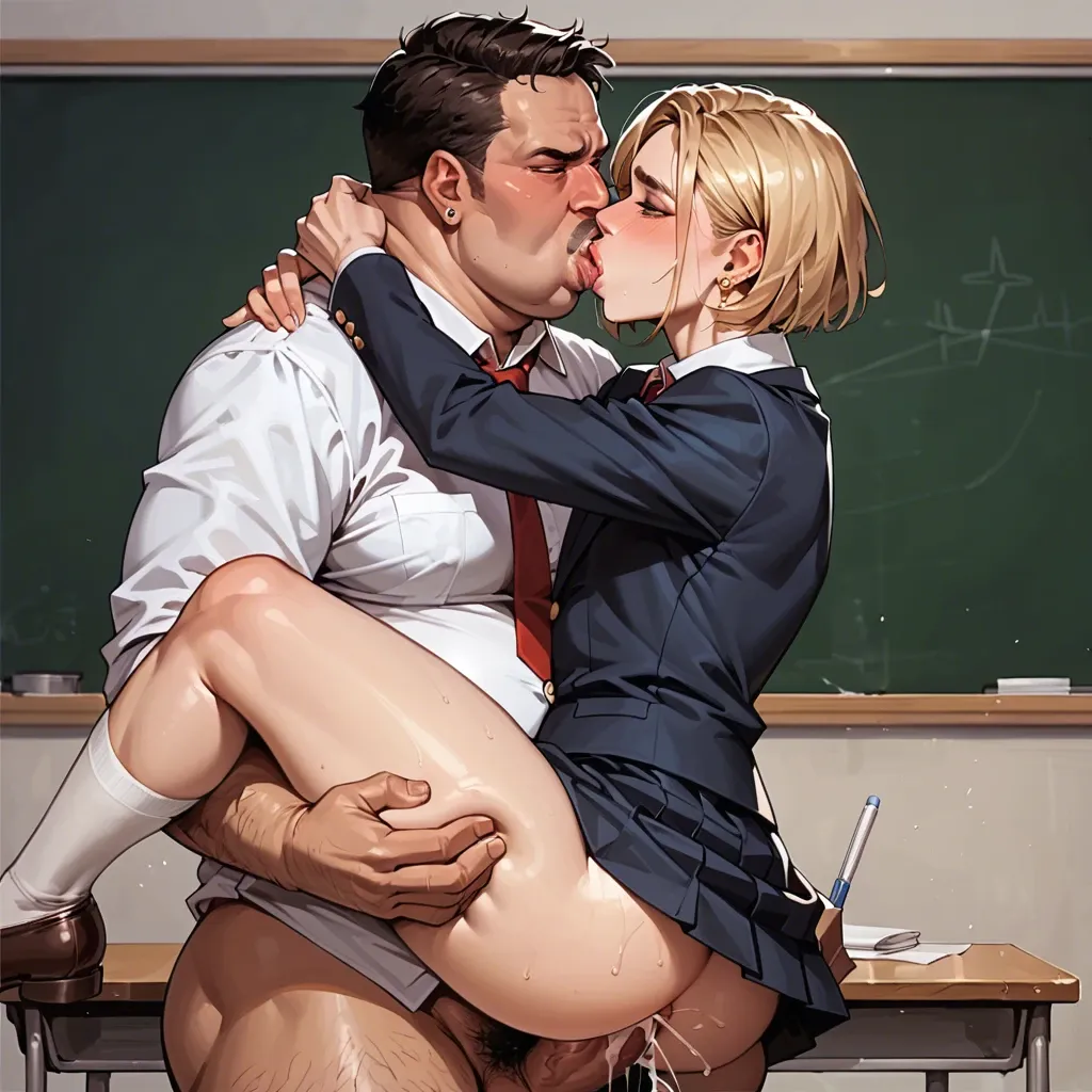 congress, femboy school uniform, flaccid cock, femboy cumming, blonde, shoulder length hair, brown eyes, earring, anal sex, perverted face, kissing, big man dick, orgasm, teacher costume, fat, huge man dick, cum explosion, nelson, cumming cock, sex, 1 boy, 1 femboy,