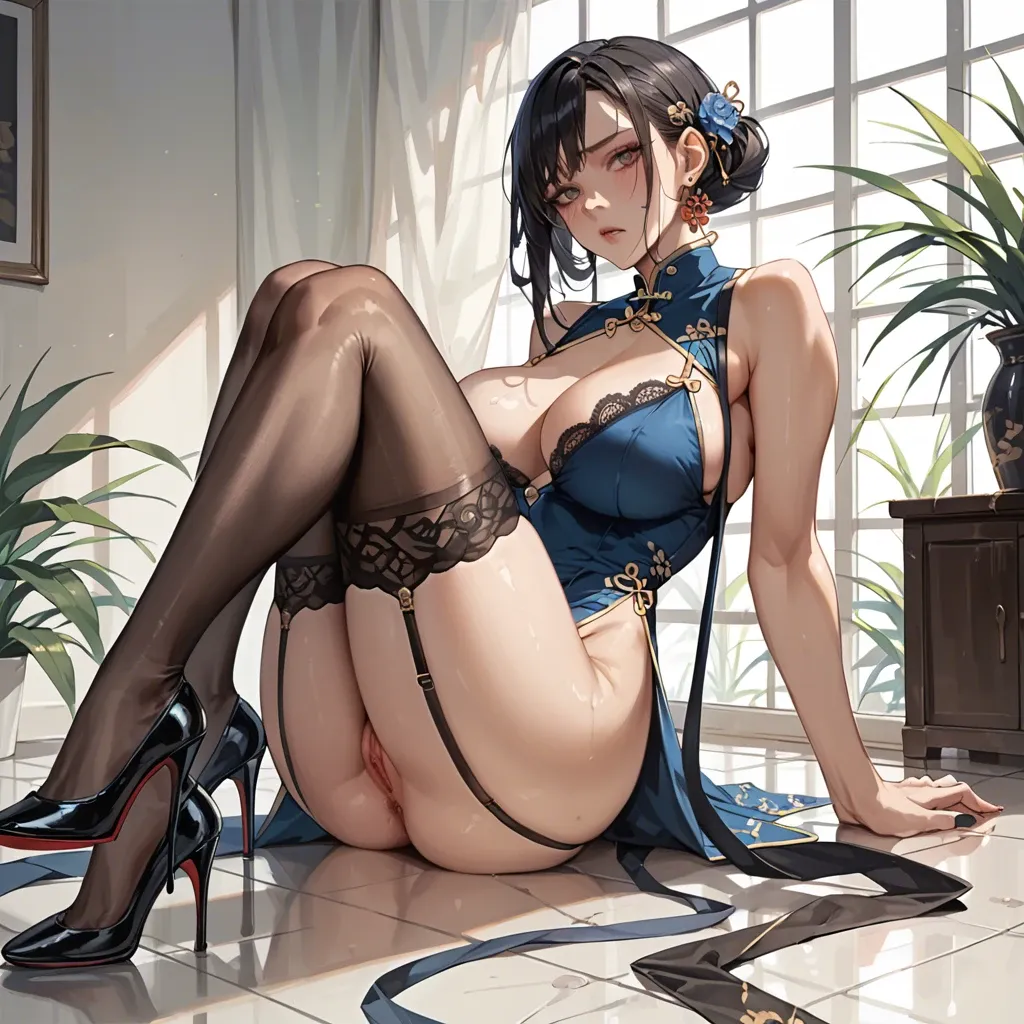 2girl, , , , pupils,sexy legs,medium tits,giant breasts,broad shoulders, balls on nose,black legwear,firm breasts,navel piercing,knees, china dress,black stockings,suspenders,lingerie,stiletto heels, in hotel room, garden, throne room, headphones, super mario, wonder woman, hatsune miku