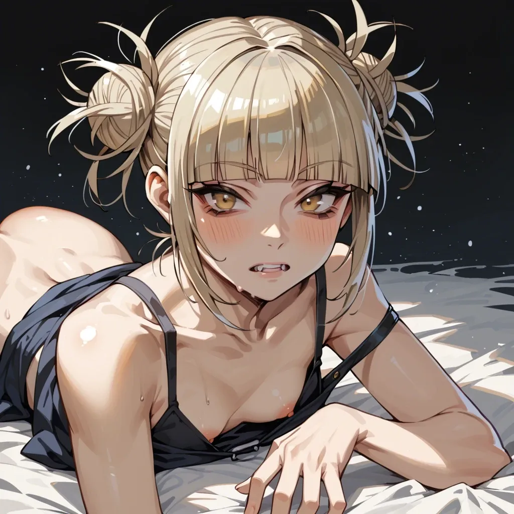 Himiko Toga, lovely, youngfull, skinny, petite chest, on her stomach, bandit lair,