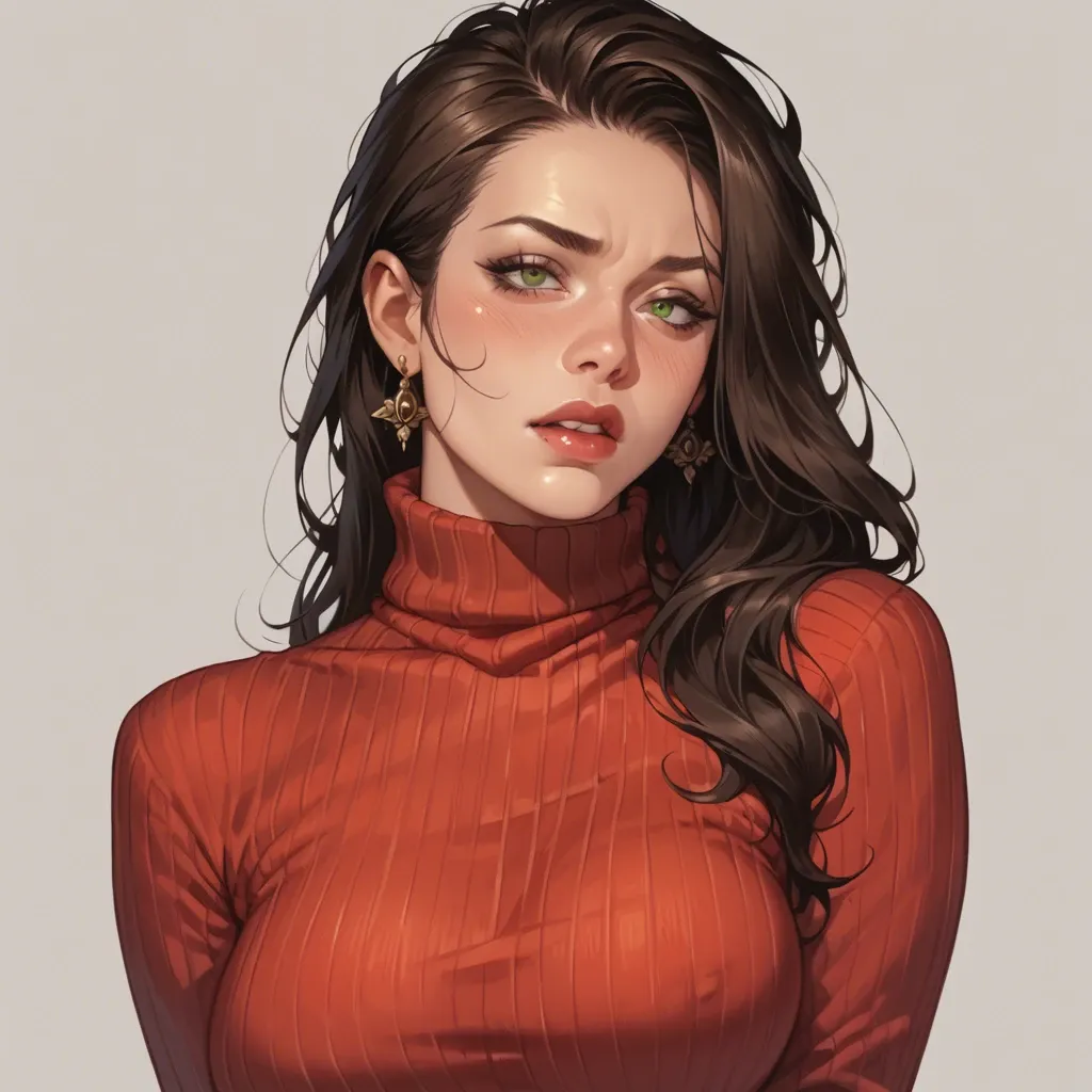 Lisa minci wearing a red turtleneck sweater