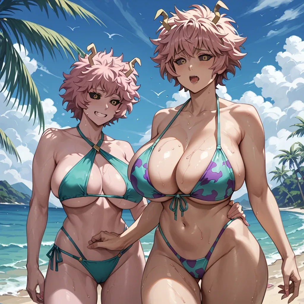 Mina ashido, huge breasts, bikini