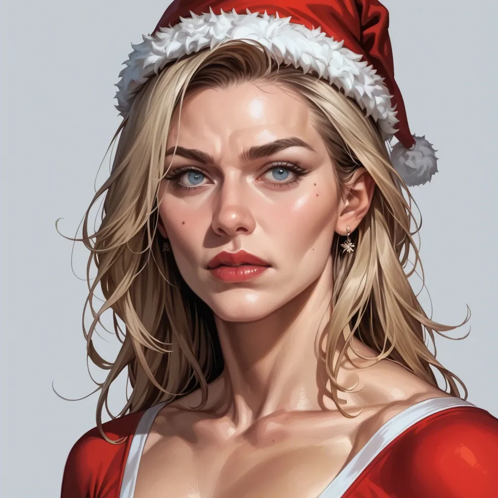 realistic-cinematic image of supergirl with christmas hat ,extremely detailed ,hyper realistic ,motion photography , film shot by christopher nolan ,imax quality