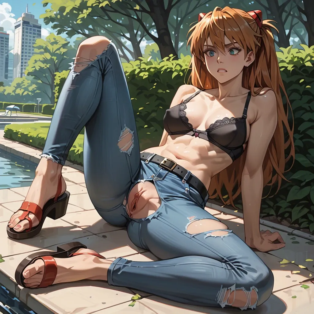 2girl, , , , molest,knee,erected nipples,background sea,broad shoulders, tight jeans,torn pantyhose,black belt,black bra,sandals, bathroom stall, park, spaceship, 2b, asuka langley, pussy hard penetration, sex, man dick inside pussy