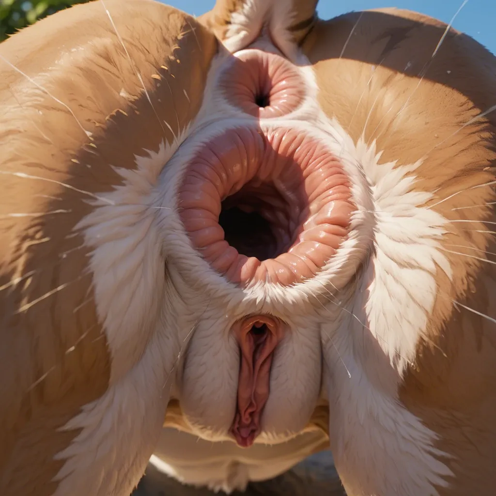 Gaping anus, Ass upclose to screen, Feral, feline, female lion, feline pussy, feline anus, brown anus, cute face, looking back, presenting anus, centered anus,  upclose ass, no mane