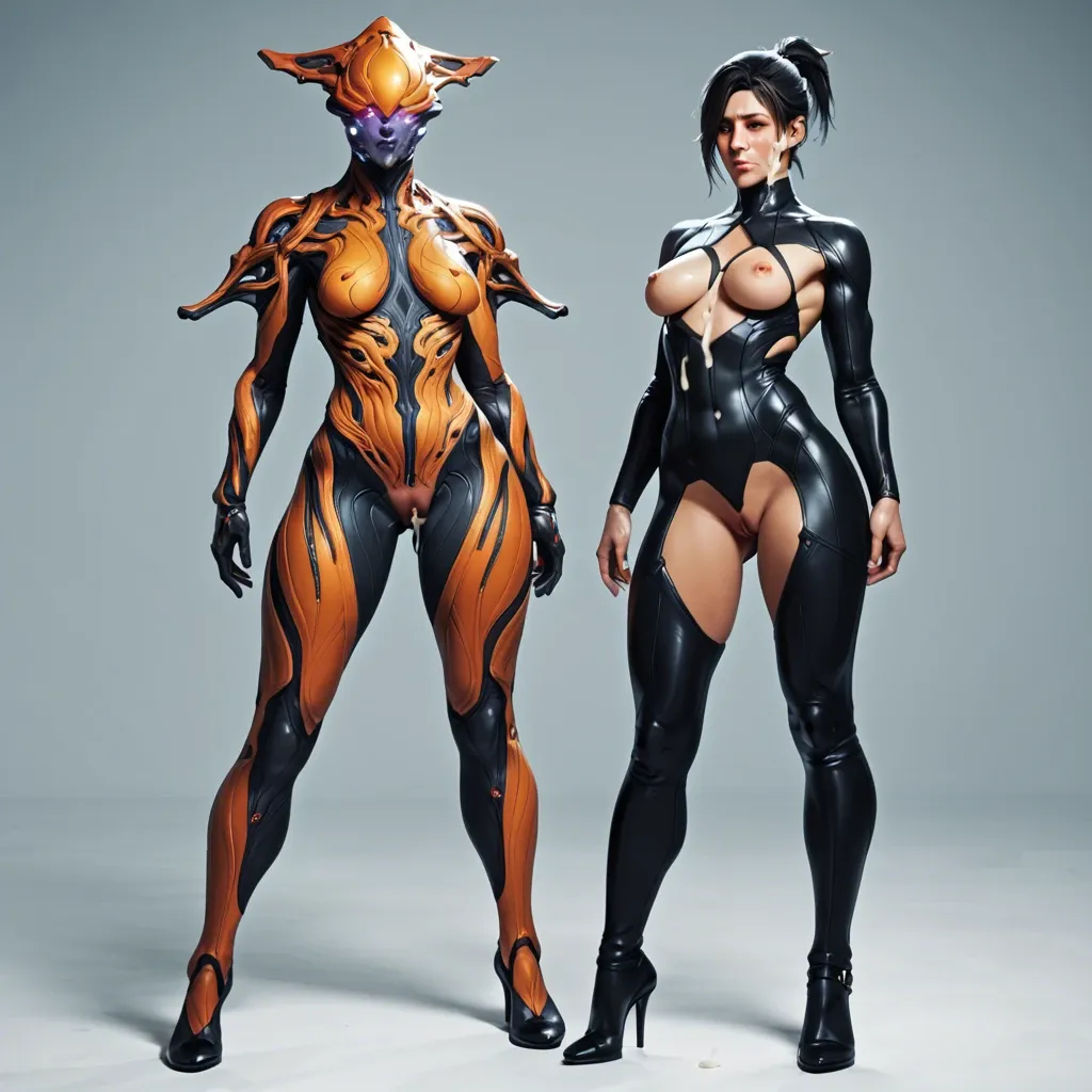 Warframe,full body, camel toe pussy, standing,sezy pose,pussy bugle, details,4k,posing,2girl, spreading pussy,cum on face