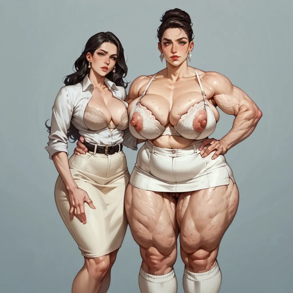 2girl, , , , eye catching,cellulite arms,perky boobs,thick hips,knee-high, rosy cheeks,elegant,big areolas,breasts grab,bare shoulders, no skirt,white socks,suspender belt,lace bra,boots, palace bedroom, blake, cyberpunk, phone exposure, highly detailed, shadows, ariel waifu, ariel waifu