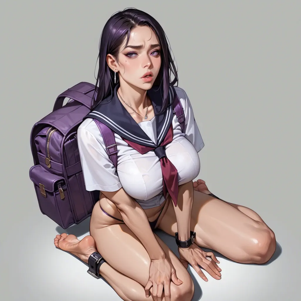 1girl,1boy, , , , high cheekbones,highleg panties,large breast,purple backpack,bound ankles, full pouty lips,soles focus,saggy boobs,hip bones,on knees, formal shirt,purple necklace,sailor collar,hand on panties,ballet shoes, floral dress,black lace bra,garrison cap,bra lift,sneakers, baggy pants,ice palace,hand on panties,bra,platform heels, hotel, streets, dildos, semi-realistic, sunlight, tifa, spider-gwen, dynamic angle