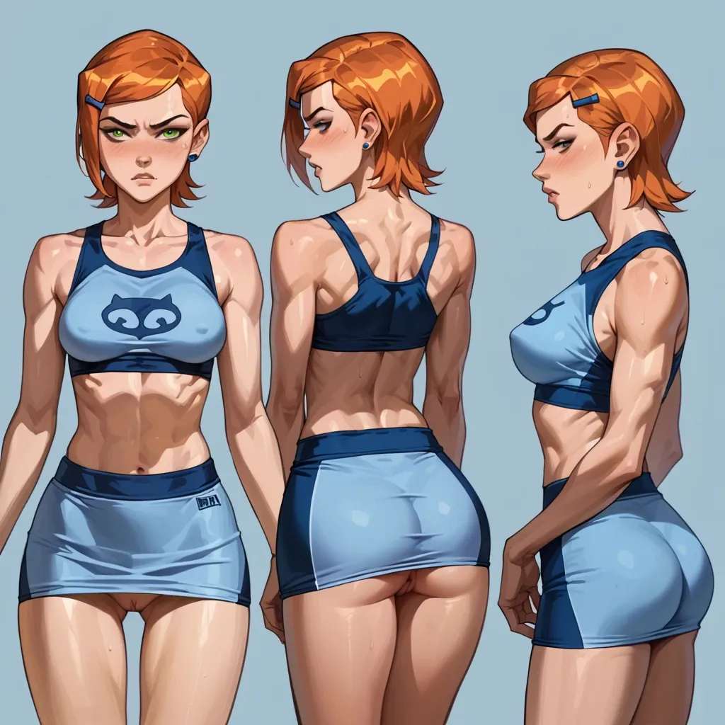 Gwen tennyson ben 10, ass, titts, face, pussy,hair, skinny, skirt,sport, multiple views