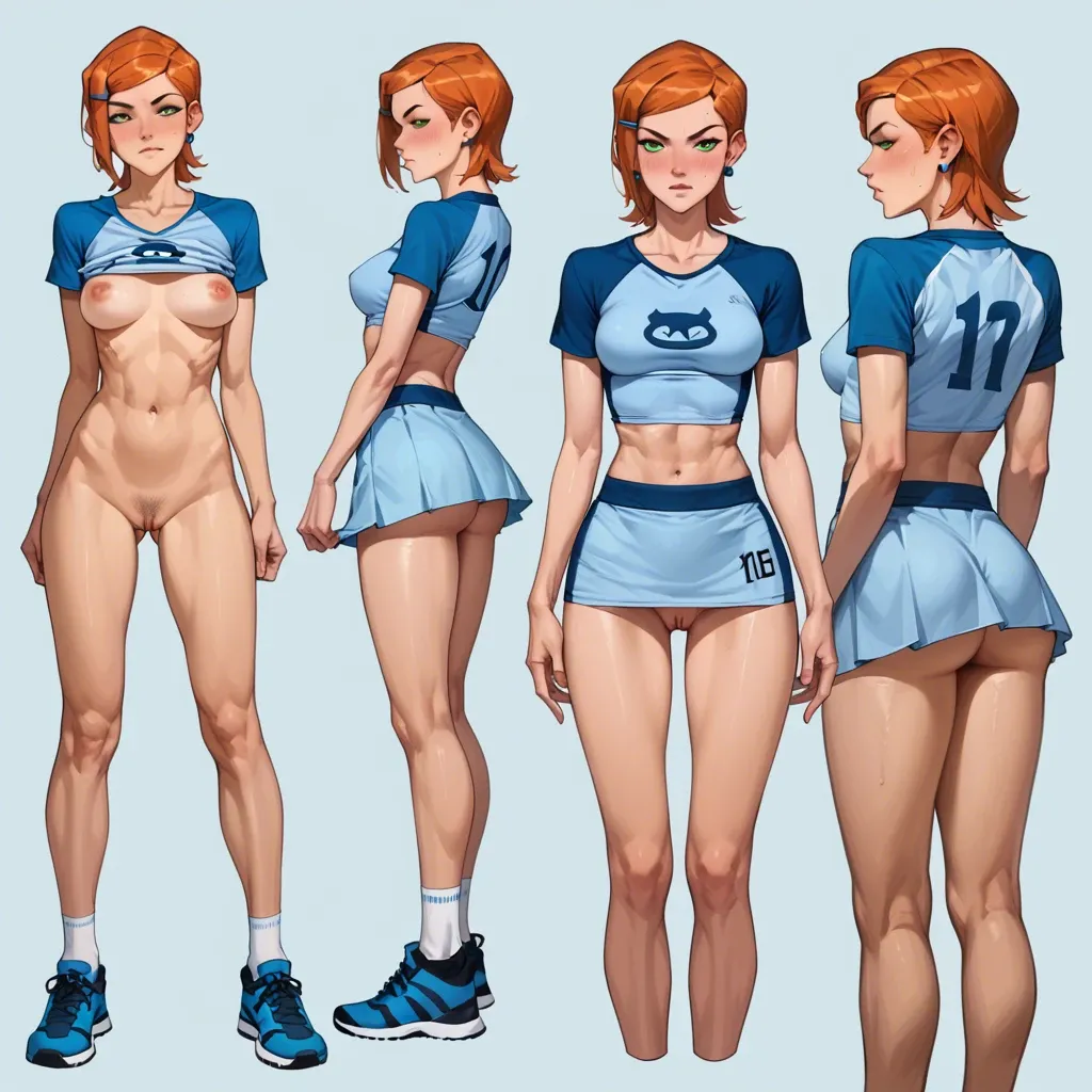 Gwen tennyson ben 10, ass, titts, face, pussy,hair, skinny, skirt,sport, multiple views