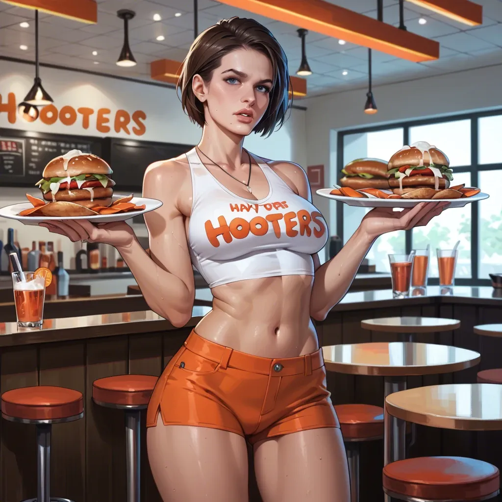 Jill Valentine, hooters girl outfit