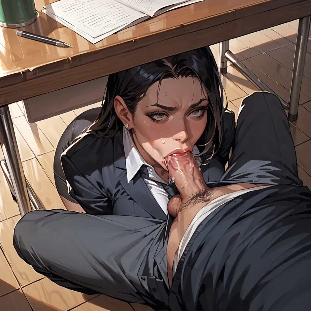 teacher blowjob under the table