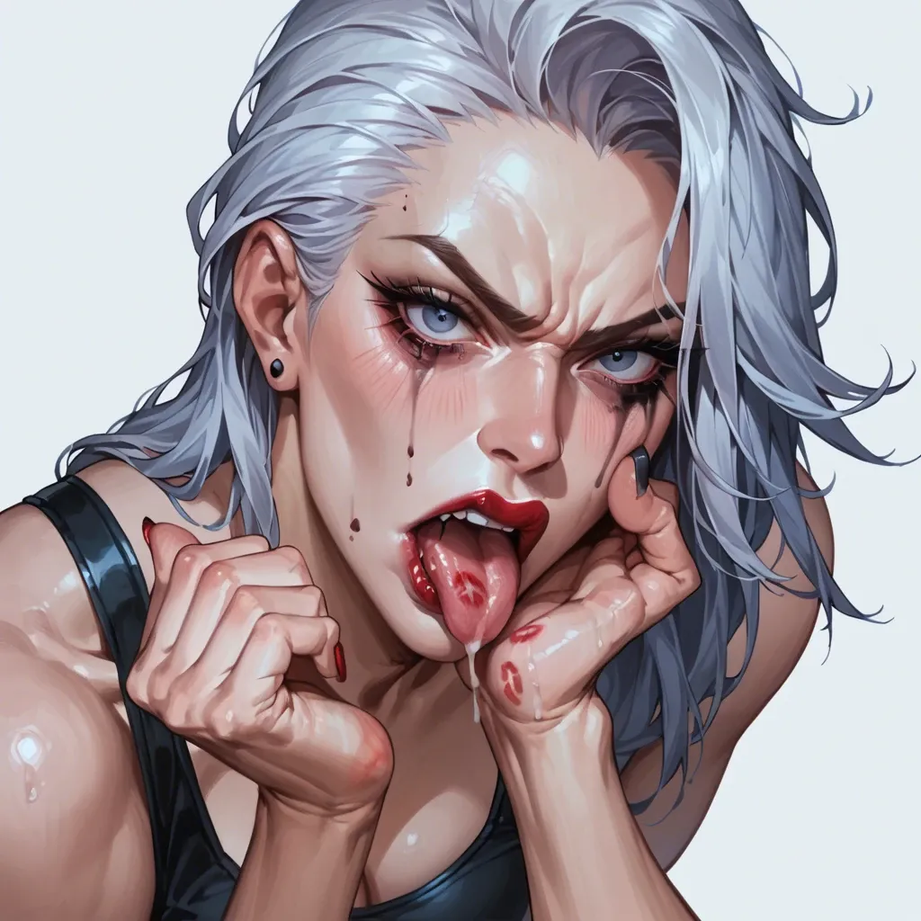 Leona dominating diana, stepping on, stepped on, painted nails,  league of legends  , running makeup, anger angry, licking anus, lipstick mark,  angry face, glare, glaring eyes rage eyes