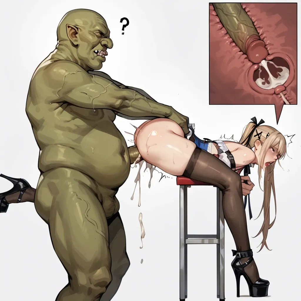 marie rose (dead or alive),stockings,platform heels,deep thrusting,x-ray,creampie,absurdres,comic,scared ?,mind breaking,tears,ugly goblin,brutal grab ass,doesn't let go away,brutal insertion